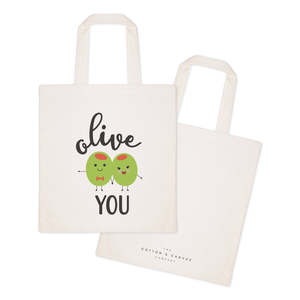 Olive You Cotton Canvas Tote Bag with Open Closure Type - Product Image 2