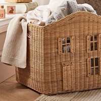 Panier en rotin élégant en forme de maison, en osier naturel, pour ranger les jouets, organisateur pour la chambre des enfants, décoration de la crèche, étagères de maison et usage quotidien