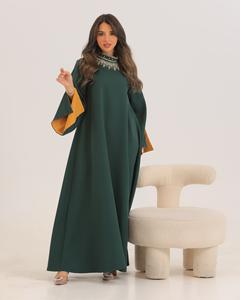 Abaya hecha a mano antiarrugas de manga larga de satén de seda de lujo personalizada al por mayor para mujeres vestido islámico turco pequeño mangas con volantes - Product Image 2