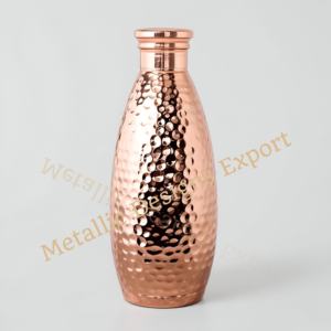 Recipiente de agua de cobre martillado 100% hecho a mano, capacidad de 500ml, botellas ayurvédicas de boca ancha con beneficios para la salud - Product Image 4