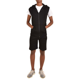 High Quality 100% Cotton <b>Blank</b> Custom Hoodiie Set Heavy <b>Weight</b> Hoodie and Shorts Set Men - Product Image 3