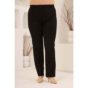 Pantalon large en gabardine taille plus avec ceinture élastique, noir - Product Image 3