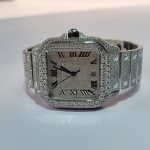 Siêu Sang Trọng Đầy Đủ Đá Unisex Xem Có Tính năng Hoàn Chỉnh Kim Cương Chi Tiết Cơ Khí Chuyển Động Vuông Pha Lê Chữ Số La Mã Mặt - Product Image 6