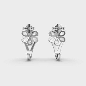 Boucles d'oreilles en diamant de laboratoire floral en or blanc 14KT Certification IGI 0.67CT poire 0.016CT diamants pour les cadeaux de fête d'anniversaire - Product Image 4