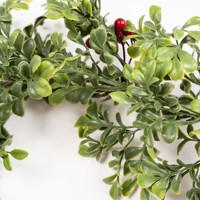 Guirlande de Noël synthétique traditionnelle de 180 cm à suspendre au mur, feuilles vertes, baies rouges, forme personnalisée