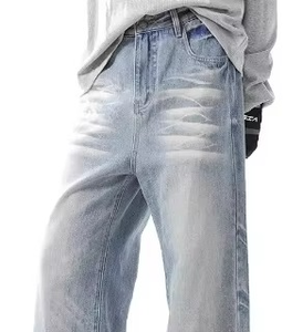 กางเกงยีนส์ทรงสลิมมิ่งผู้ชายสำหรับฤดูใบไม้ร่วงฤดูหนาวสีฟ้าน้ำแข็งสีฟ้าใสสไตล์ย้อนยุคกางเกงลำลองผ้ายีนส์ทรงพอดีตัว - Product Image 6
