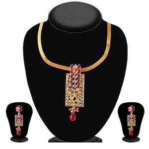 Soha Ensemble de bijoux de luxe tendance Pendentif Kundan rose plaqué or 18 carats avec zircon, rubis, perle et diamant pour cadeaux de mariage - Product Image 1