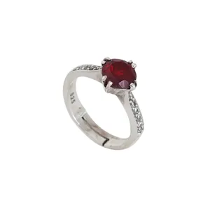 925 Silver Ruby <b>Ring</b> for Women Rhodium & <b>Gold</b> Plated Bezel Setting with Zircon Platinum Gemstone Jewelry Gift - Product Image 2