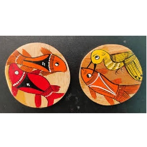 Enamel Print Handmade Modern Round Wood Tea Coffee Wine Glass Mats <b>Pads</b> High Quality Homeware Tableware Dinnerware Coaster - Product Image 6