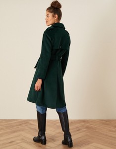 Wholesale Winter Wool Trench Coat for Women Double Breasted Button Waist <b>Belt</b> Long Ankle Teal Green Vintage Coats Breathable - Product Image 5