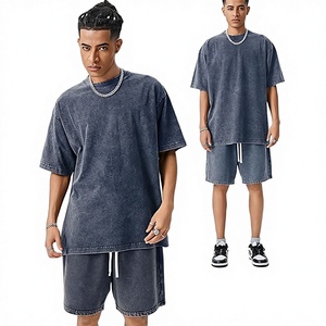 Men Casual Cotton Summer <b>Set</b> T Shirt and Shorts Matching Outfit Loose Fit Streetwear 2 Piece <b>Set</b> - Product Image 1