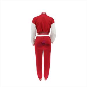 Survêtement femme automne, lettre brodée à manches longues boutons courts veste pantalon décontracté ensemble - Product Image 5