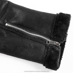 Chaqueta de Motociclista Retro Vintage para Hombre, de Cuero Genuino, Impermeable, Transpirable, con Cierre, Cuello Alto de Lana, Opción de Talla Grande - Product Image 6