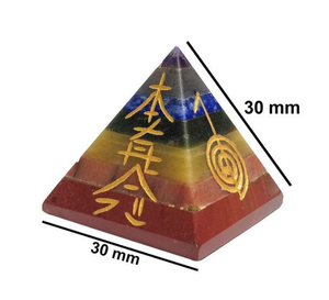 Meilleure qualité offre spéciale naturel 7 Chakra collé Reiki symbole gravé pyramide 30 mm environ par Alif cristal et agate - Product Image 2