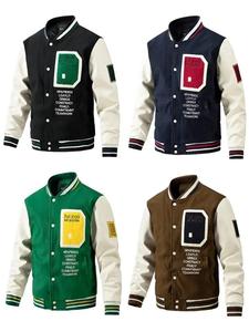 High Street Hommes 100% Polyester Baseball Veste Original Vol Pilote Letterman Conception Camouflage Formelle Ras Du Cou Enduit - Product Image 5