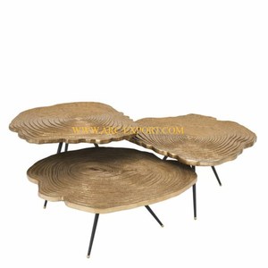 Ensemble de 2 tables d'appoint en aluminium de différentes tailles pour café Tables gigognes d'intérieur de forme ronde au design merveilleux à un prix abordable - Product Image 5