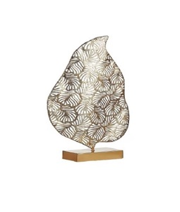 Sculpture moderne personnalisable en acier inoxydable plaqué or, feuille creuse artistique, accessoires décoratifs faits à la main - Product Image 1