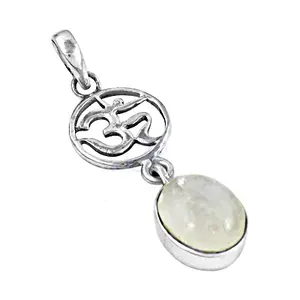 Colgante de Plata 925 con Piedra Lunar y Om para Mujer, Joyería Espiritual Religiosa Hecha a Mano, Colgante con Baño de Oro Rosa y Rodio - Product Image 3