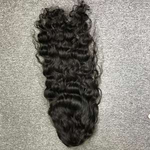 Perruque de cheveux humains ondulés naturels longs noirs la plus vendue fermeture de dentelle de cheveux bruts vierges non traités un donneur - Product Image 2