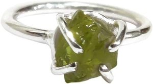 Bague pour femme en argent sterling 925, pierre précieuse péridot naturel, pierre de naissance d'août, bande à griffes, bijoux faits à la main pour Noël - Product Image 3