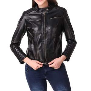 Chaqueta de cuero genuino de alta calidad para mujer, chaqueta de cuero de invierno para mujer, chaqueta de cuero transpirable de piel de oveja genuina para mujer - Product Image 1