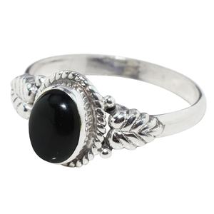 Anillos de plata de ley 925 con forma ovalada de felpa, joyería de piedras preciosas de ónix negro, joyería de plata de moda - Product Image 1