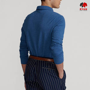 RYAN PRO GEAR Custom <b>Men's</b> <b>Polo</b> <b>Shirts</b> Front Custom Logo Anti-Wrinkle Knitted Viscose/Polyester Fabric Full <b>Sleeve</b> OEM Service - Product Image 3