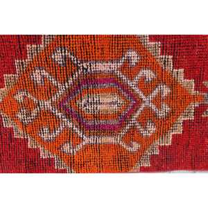 Tapis turc vintage, tapis Herki 2x12,1 pieds, tapis en laine rouge uni - Product Image 5