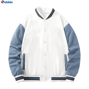 แจ็คเก็ตวาร์ซิตี้ผู้ชายสุดฮิต ทรงหลวม สีตัดกัน ยอดนิยม สไตล์เบสบอล ปักตัวอักษร ไซส์ใหญ่พิเศษ คอตั้ง - Product Image 2