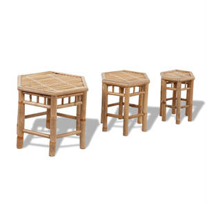 Set of 3 <b>Bamboo</b> Patio <b>Stools</b> Eco-Friendly Furniture for Outdoor Entertaining - Product Image 4