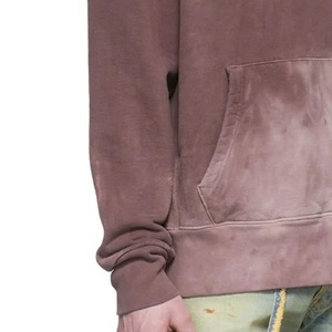 DEC usine sweat à capuche marron surdimensionné personnalisé Vintage français éponge hommes sweat coton pull Logo imprimé acide lavé sweats à capuche hommes - Product Image 5