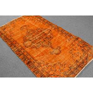 Tapis turc vintage, tapis de 3,5 x 6,3 pieds, tapis marocain orange brun - Product Image 4