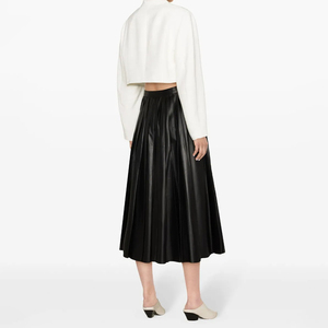 Jupe longue pour femme, design enveloppant décontracté, écologique, 100% polyester, jupe maxi taille haute en couleurs unies - Product Image 4