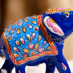 Meenakari Elephant Pair <b>Small</b> Bohemian Design Style for Diwali Featuring Plant Pattern - Product Image 4