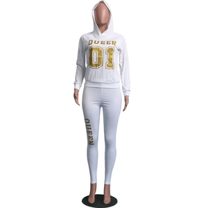 Custom Logo Hoodies And Sweat Pants <b>Jogger</b> Set women Tracksuit 2 Two Piece Set Sweatpants And Puff Printing Hoodie Set - Product Image 5
