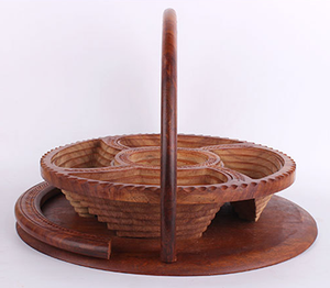 Solid <b>Wood</b> Folding <b>Wood</b> Carving <b>Basket</b> Practical <b>Wood</b> Dried Fruit <b>Basket</b> - Product Image 5