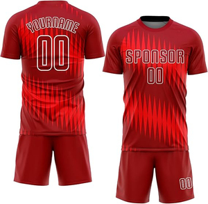 Ensemble de maillots de football unisexe en polyester personnalisés uniforme de football d'usine impression par transfert de chaleur court personnalisé respirant séchage rapide - Product Image 1