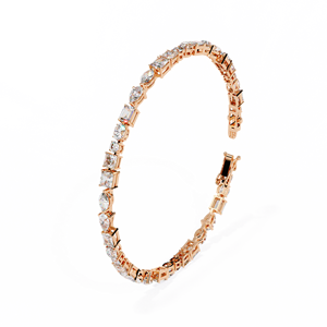 Bracelet en diamant au prix d'usine, taille personnalisée, plaqué or rose 14 carats, certifié IGI, coupe brillante, bracelet en argent sterling 925 - Product Image 3