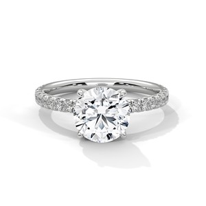 2.0ct Round Brilliant Cut Moissanite Solitaire <b>Ring</b> with Pave Set Band <b>925</b> Sterling <b>Silver</b> - Product Image 2