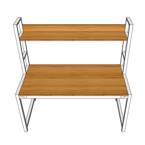 Adjustable Bamboo Office <b>Desk</b> with <b>Shelf</b> 70x148x150cm BFFB003 for Home Office - Product Image 5
