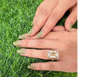 แหวนพลอยควอตซ์มะนาวทำด้วยมือ925สเตอร์ลิงเงิน Boho เครื่องประดับของขวัญสไตล์โบฮีเมียนที่สง่างามสำหรับผู้หญิงขายส่ง - Product Image 1