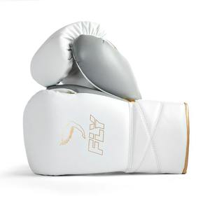 Guantes de Boxeo Fly Super Lace Pro, Blancos, Grises y Dorados, OEM ODM, Nuevos Guantes de Boxeo Fly para Entrenamiento de Combate, Guantes de Boxeo Personalizados para Competencia - Product Image 2