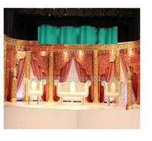 Juego de escenario de Pilar tallado dorado de estilo moderno para bodas musulmanas decoración de escenario de boda de fibra India - Product Image 1