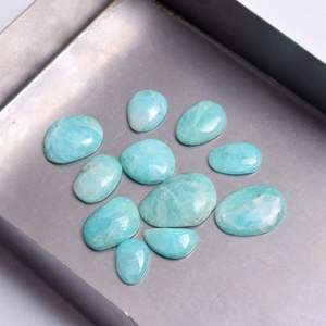 Venta al por mayor, amazonita natural de forma libre, corte de Rosa facetado, piedra preciosa suelta con parte posterior plana para anillo, pendientes, fabricación de joyas, rebanadas de corte de rosa - Product Image 5