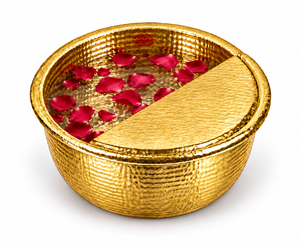 Tazón Redondo Dorado para Pedicura con Tapa, Bañera para Pies sin Tuberías para Masajes de SPA - Product Image 1