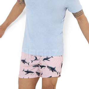 กางเกงขาสั้นชายหาดของผู้ชายผ้าฝ้าย100% ระบายอากาศแห้งเร็วแบบลำลองสีทึบสไตล์ใหม่ - Product Image 4