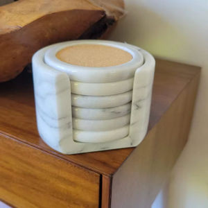 Juego de Posavasos de Mármol Blanco, Posavasos Vintage para Bebidas, Decoración de Mármol Atemporal - Product Image 1