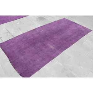 Alfombra Turca Vintage de 3.9x8.3 pies (120x254 cm), Alfombra con Puntos Morados y Grises - Product Image 3
