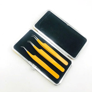 Marque privée en vrac Orange 45 degrés solide en acier inoxydable diamant poignée Volume pince à cils pointu pince à cils Orange - Product Image 4