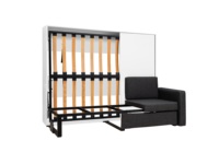 Cama Murphy Plegable Moderna y Ahorradora de Espacio, de Madera de Abedul y Metal, con Mecanismo de Hierro, Tamaño Individual/King/Full, Modelo DS2536 DOSIN, Plegada
